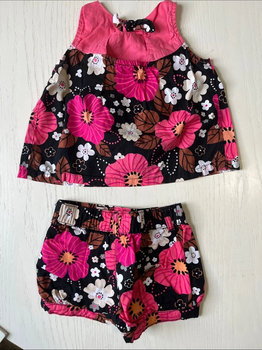 Gymboree Pink & Black Floral Two-Piece Set